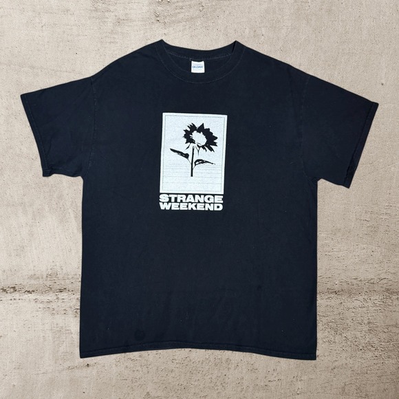 Gildan Other - Strange Weekend T-Shirt Men's Large Black Sunflower Graphic Print Y2K Streetwear
